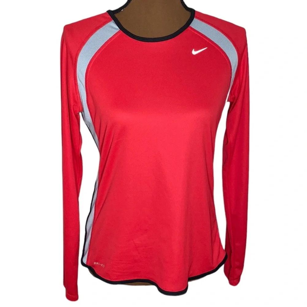 Nike fast pace dri-fit performance running long sleeve mesh inset top size M
